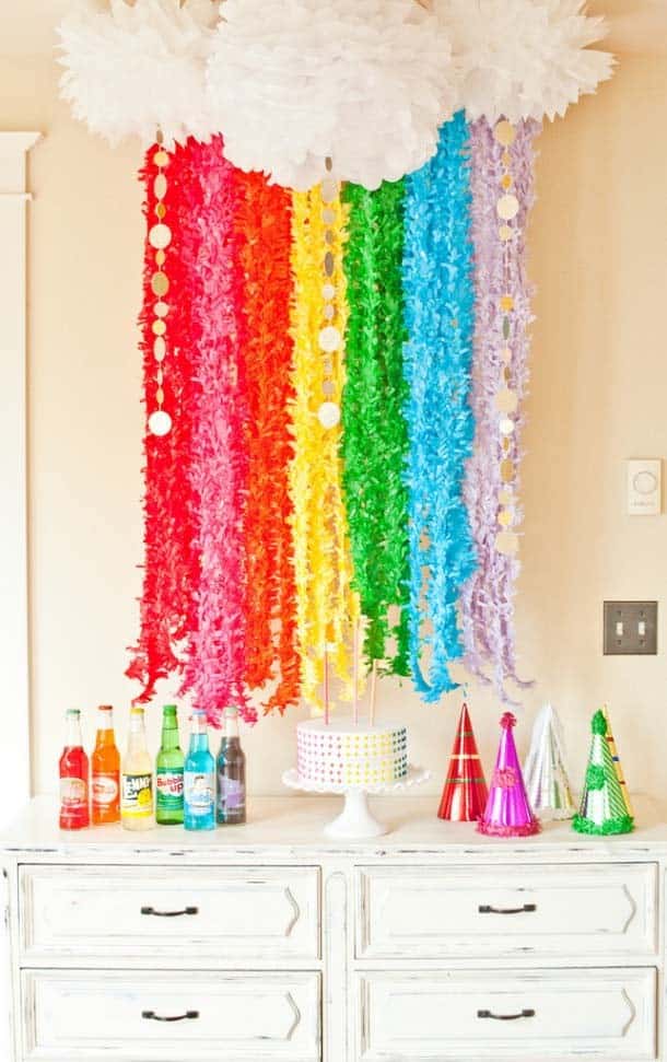 Create a Vibrant Rainbow Backdrop for Your Cake Table