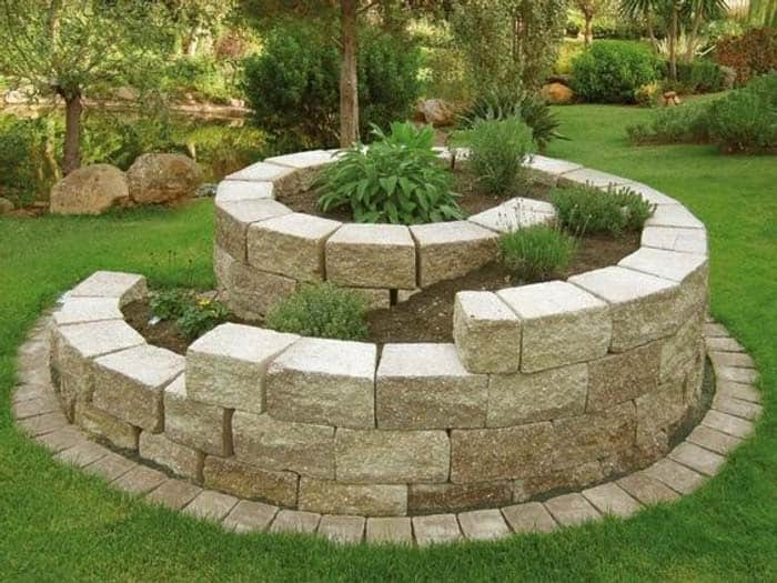 Spiral Garden Island With Paving Stones