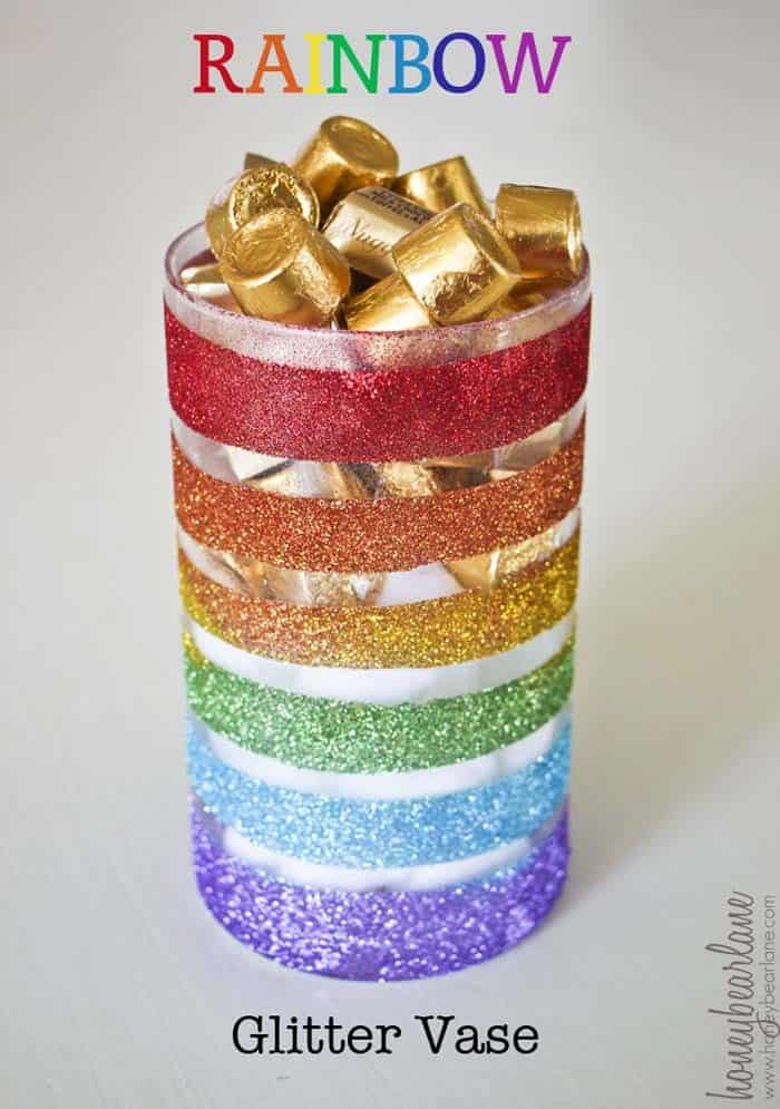 Make a Rainbow Cup with Glitter and Gold