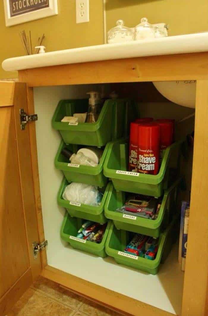 Maximize Bathroom Storage with Stackable Nesting Bins