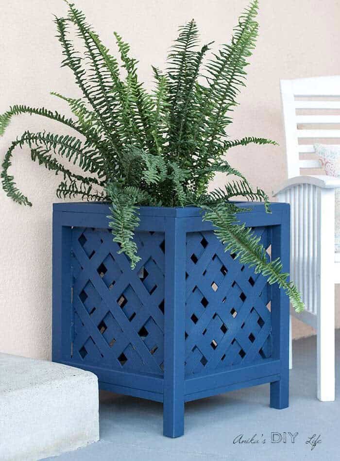 Bright Painted Lattice Planter Box