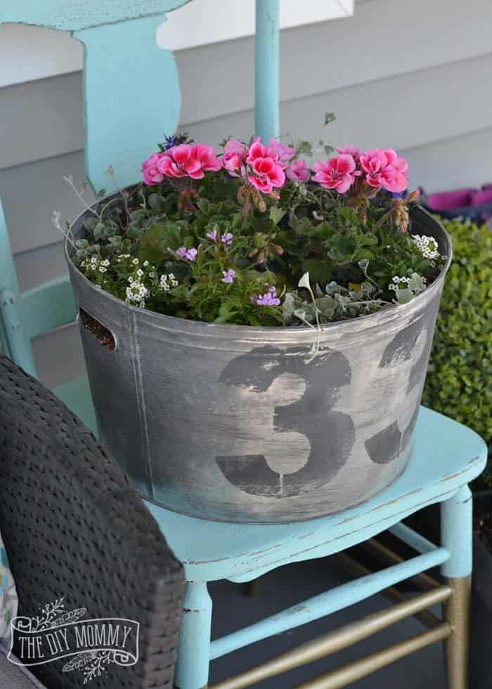 Add Vintage Charm with a Galvanized Washtub Flower Pot