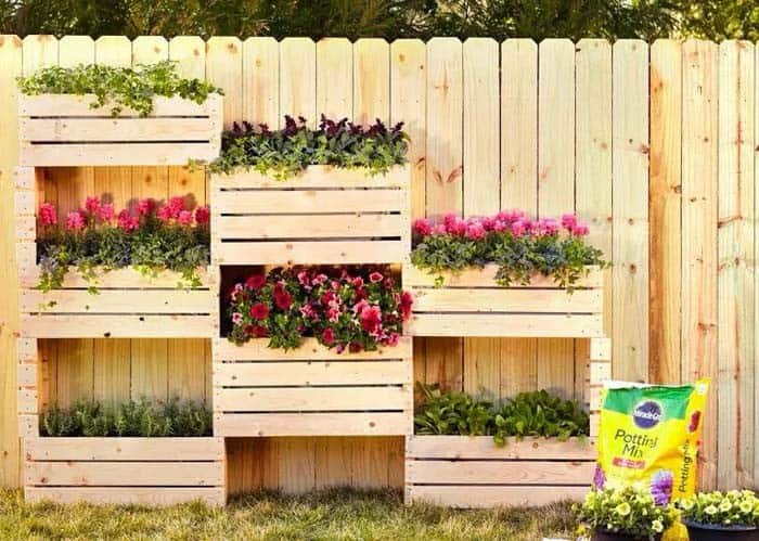 Repurposed Wooden Crate Planters