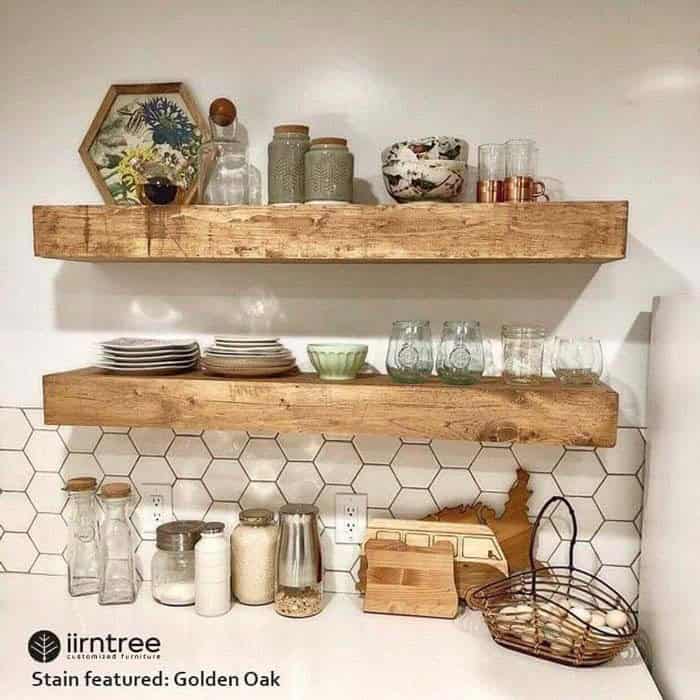 Thick Reclaimed Wood Floating Shelves