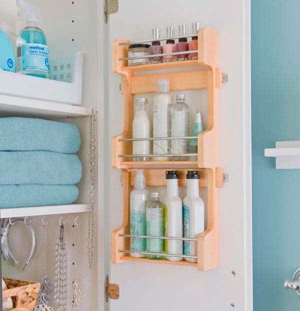 Repurpose a Spice Rack into a Shampoo Storage Solution