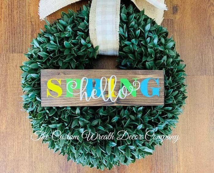 Spring Greens Wood Sign Wreath