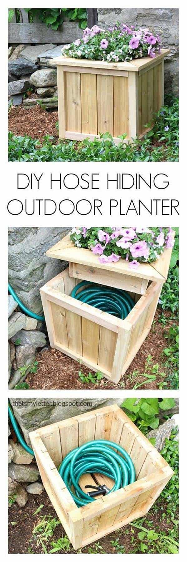 Transform Your Wood Hose Storage into a Planter