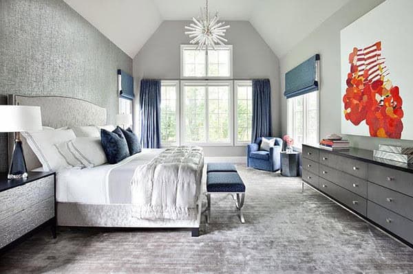 Add a Splash of Color with Dark Blue and Soft Gray Accents