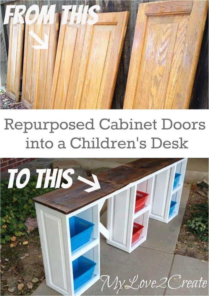 Customizable Child-Sized Desk with Upcycled Cabinet Doors