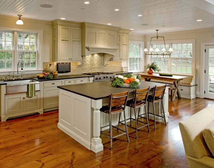 Creamy White Kitchen With Black Countertops