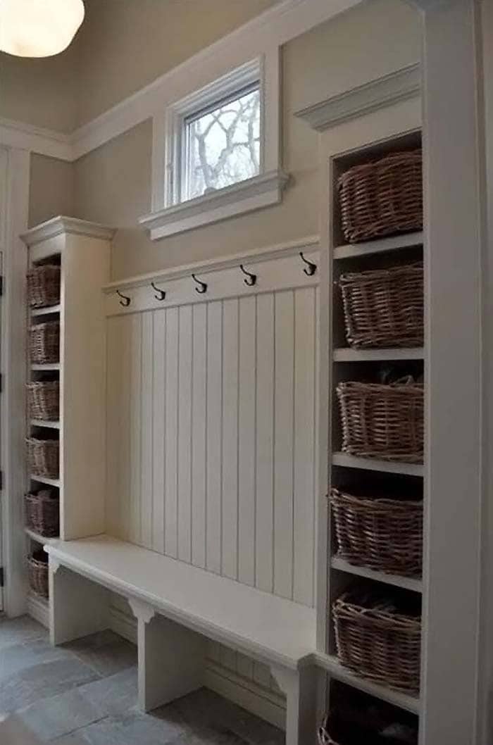 Bring Country Charm with Built-In Storage and Wicker Baskets