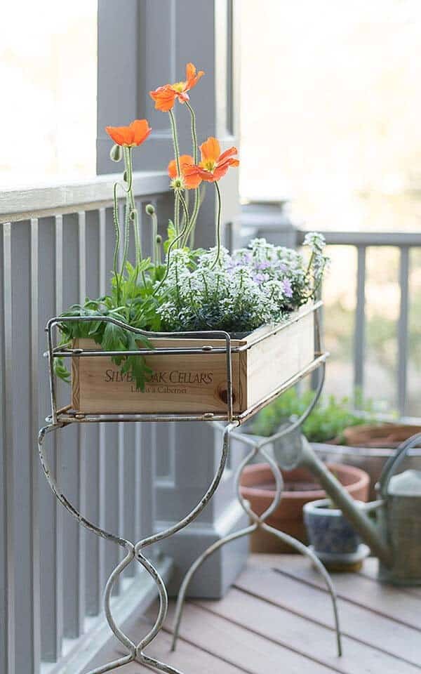 Upcycled Wine Box Flower Planter