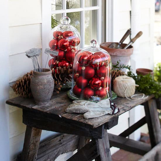 Transform Your Potting Table with Red Ball Ornaments