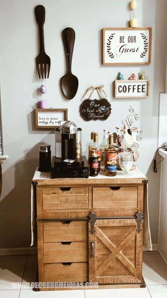 Coffee Station with Mini Barn Door Accents