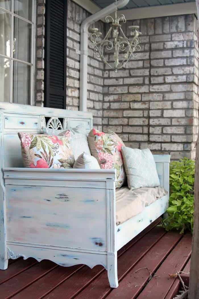 Repurposed Bed Frame Cozy Seating