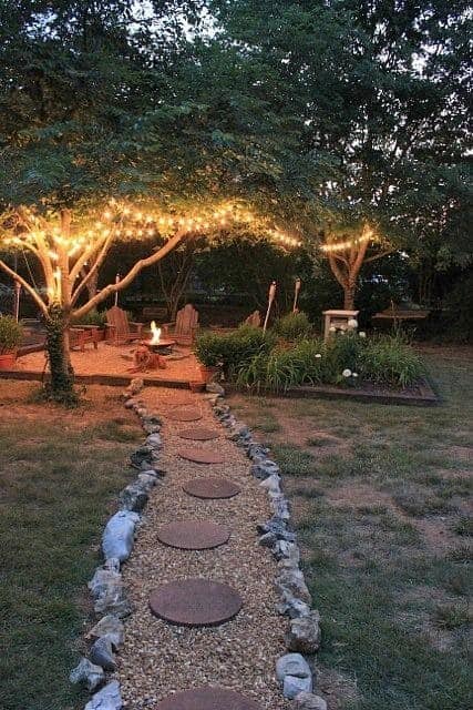 Charming Lit Fire Pit