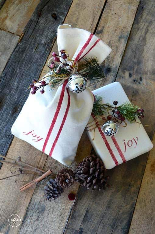 Customize Gifts with a Festive Drop Cloth Wrap