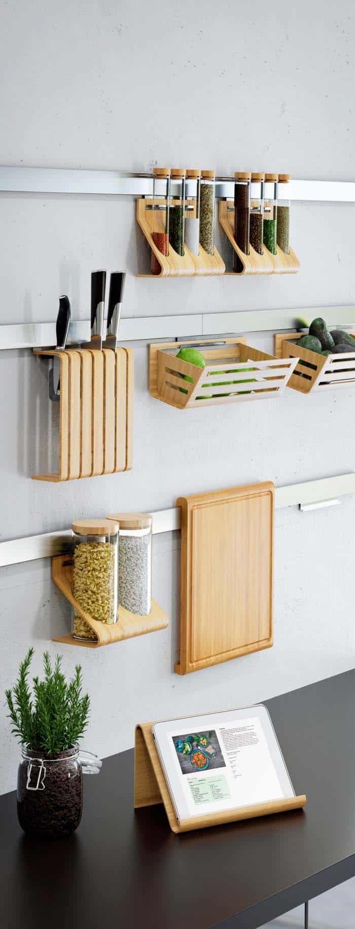 Modern Minimalist Wall Organizer with Metal Strips