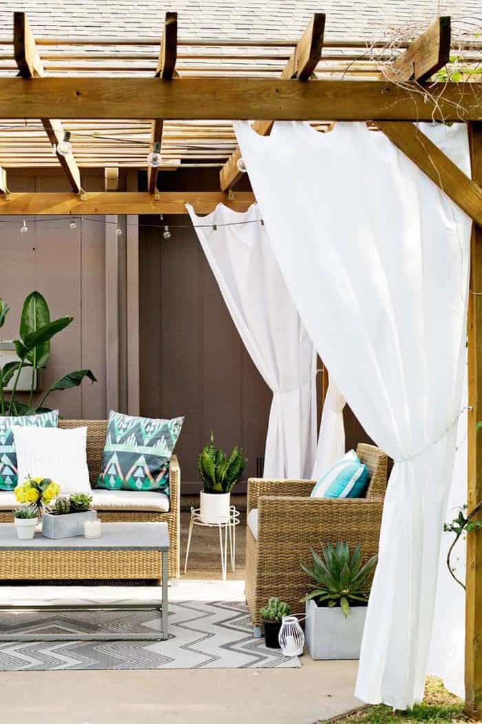 Boho Pergola With Gauzy Panels