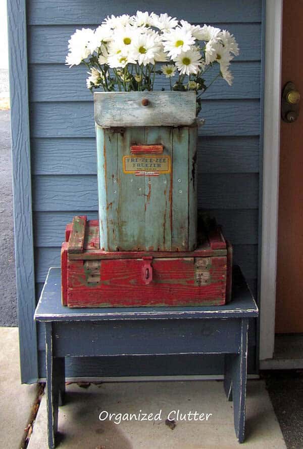 Decorate Your Porch with Upcycled Item Planters