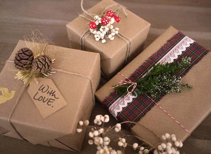 Decorate Wrapping Paper with Twine and Rustic Accents