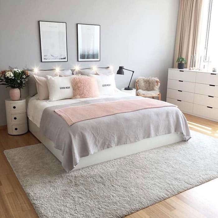 Elegant Grey and Blush Pink Bedroom Decor