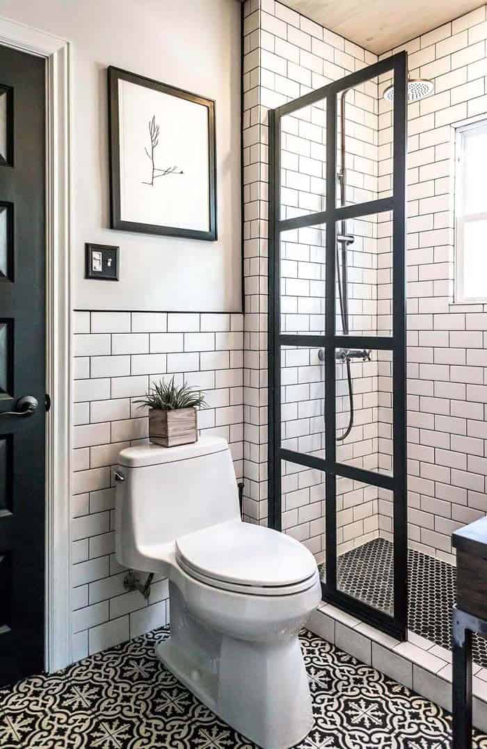 Black Grouted Subway Tile Blends In Chic Black And White