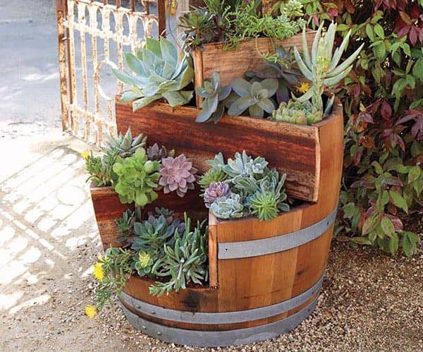 Repurpose Wine Barrels into Elegant Tiered Gardens