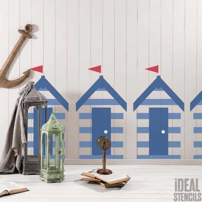 Easy Beach Hut Stencil Art Project