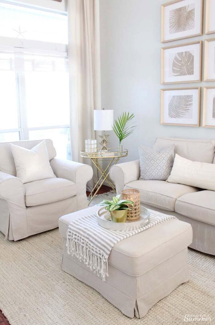 Create a Light and Textured Living Space with White Walls