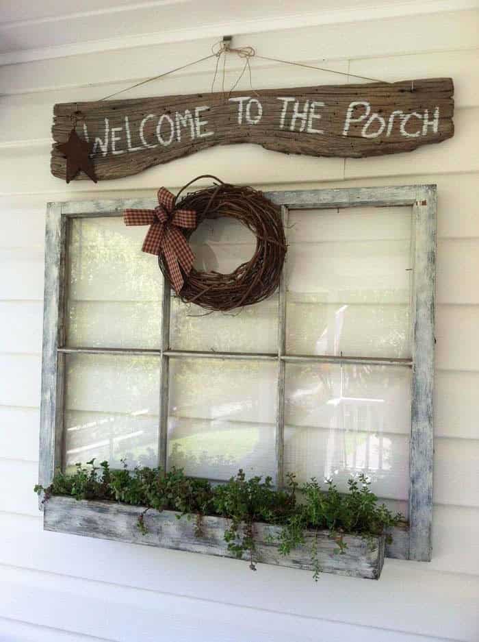 Rustic Barnwood Sign with Twig Wreath Accent