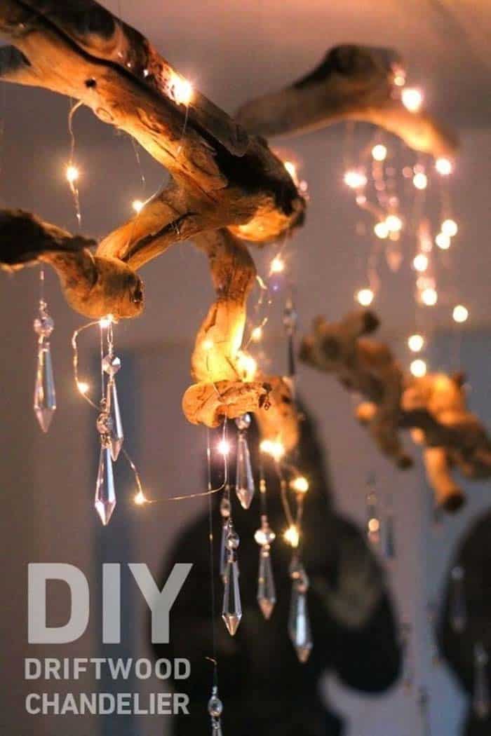 Build Driftwood and Crystal Chandelier