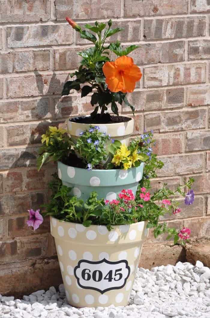 Make a Tiered Flower Stand with Painted Terracotta Pots