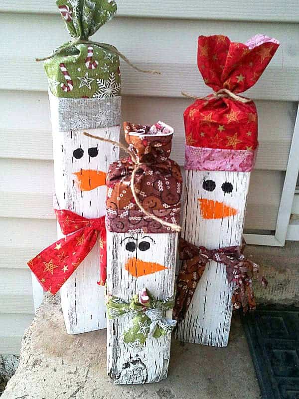 Adorn Your Porch with Wood Blocks Snowmen