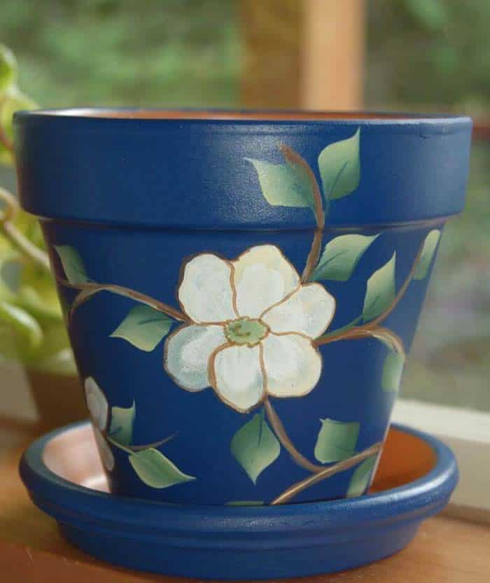 Chic Painted Flowerpot Art Piece