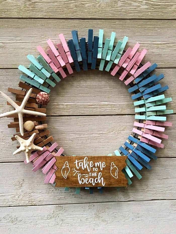 Make a Beach-Inspired Clothespin Wreath