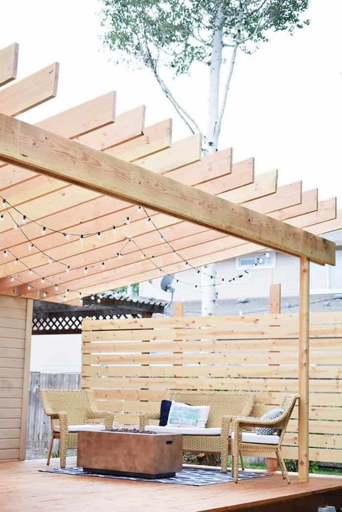 Build a Wood Patio with a Pergola and Wooden Screen