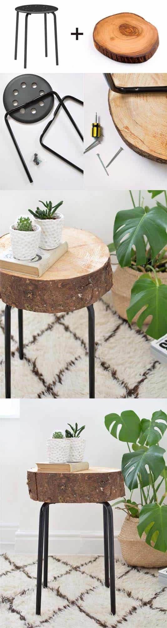 Rustic Table With Wood Slice Top