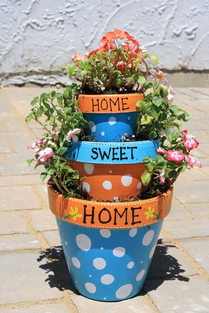 Make a Colorful, Inscribed Tiered Terracotta Pot Garden