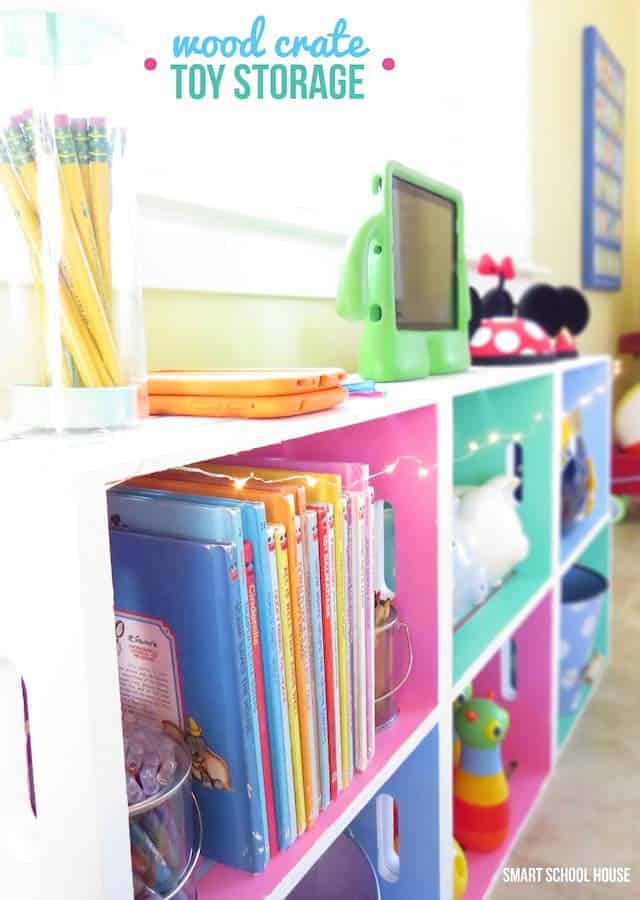 Pretty Painted Crates For Kid’s Storage