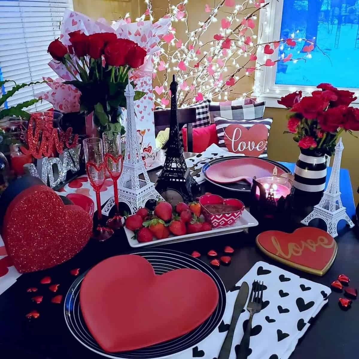 Red, White And Black Tablescape