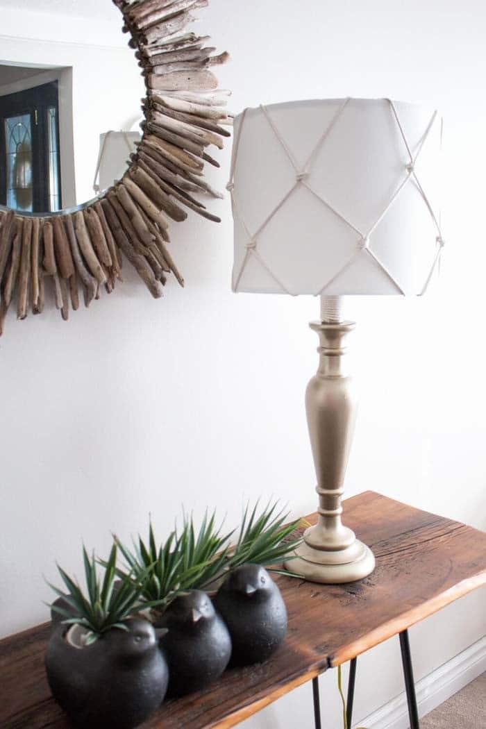 Driftwood Frame and Fishnet Knot Lamp Shade