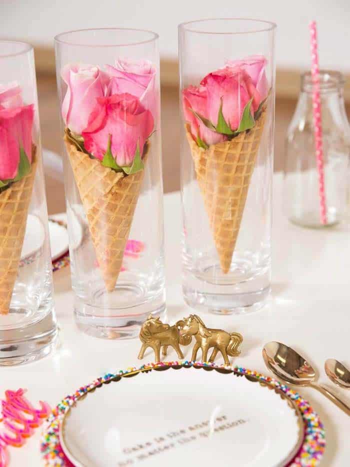 Ice Cream Cones Turned Into Vases