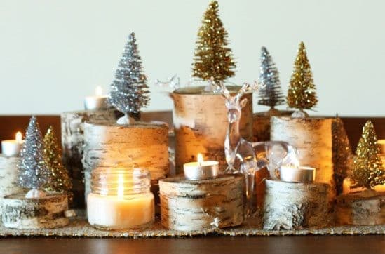 Use Birch Stumps for an Eerie Christmas Centerpiece