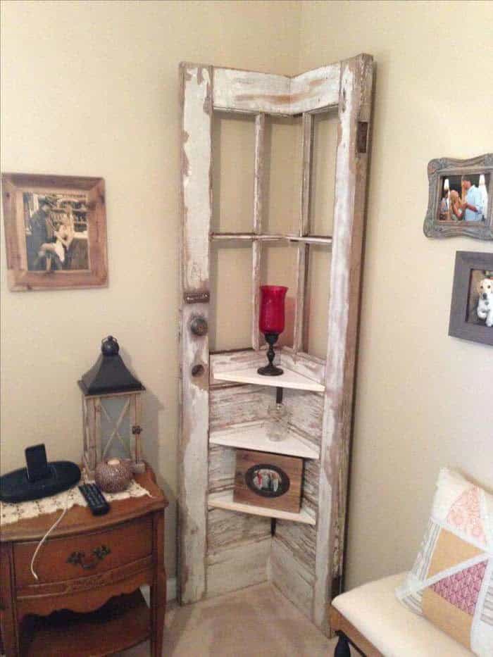 Create a Corner Shelf from a Reclaimed Wooden Door