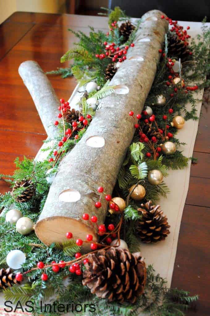 Go Bold with a Rustic Log Table Centerpiece