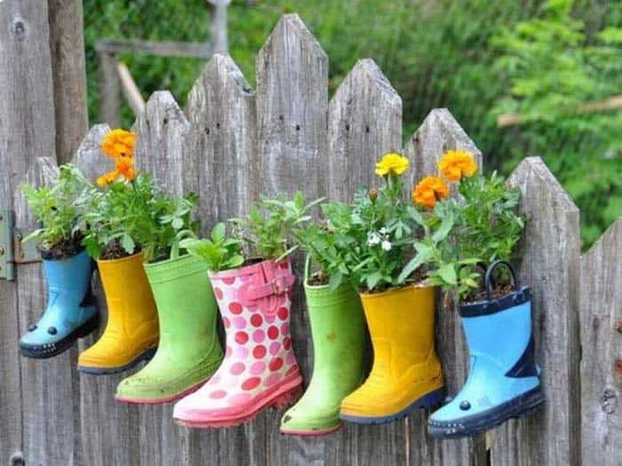 Colorful Kids’ Rain Boot Planters