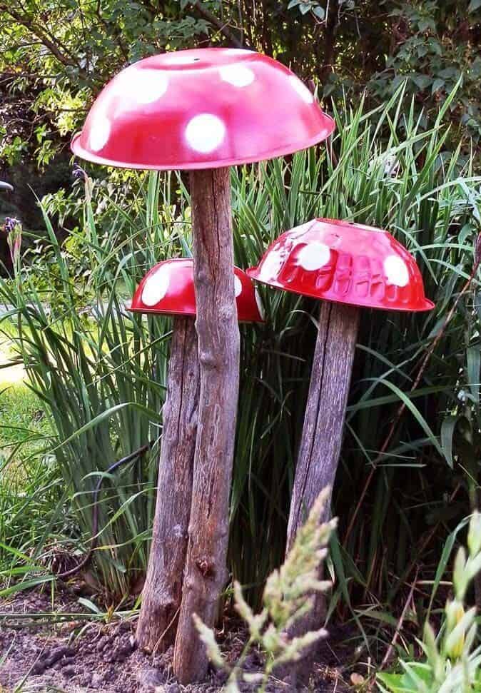 Mushroom Garden Décor From Kitchen Cookware