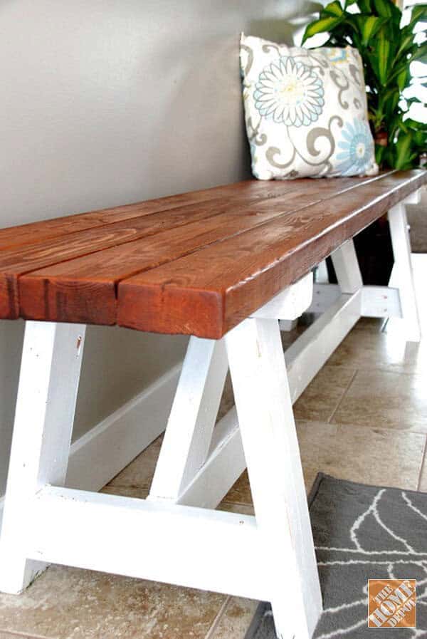 Sawhorse Farmhouse Bench