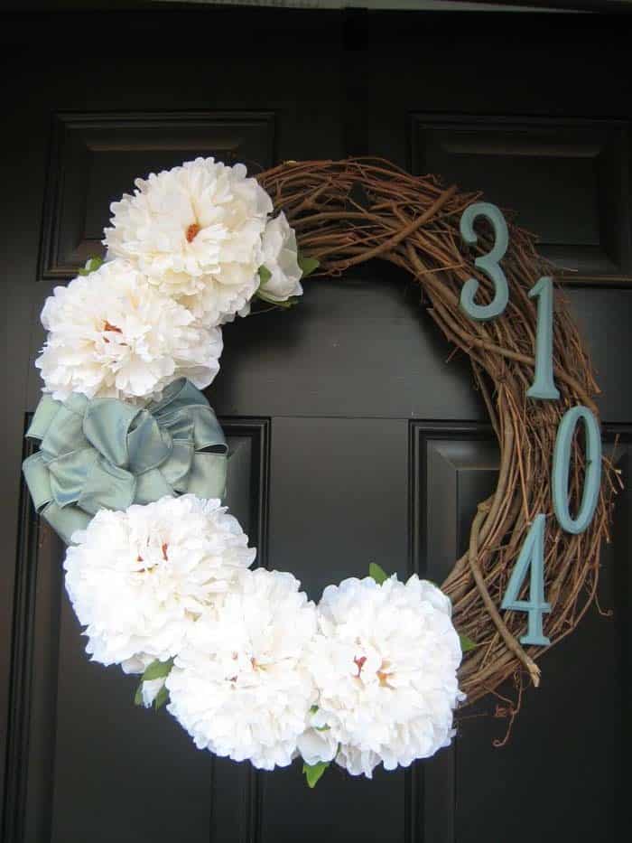 Front Door Wreath With The House Number